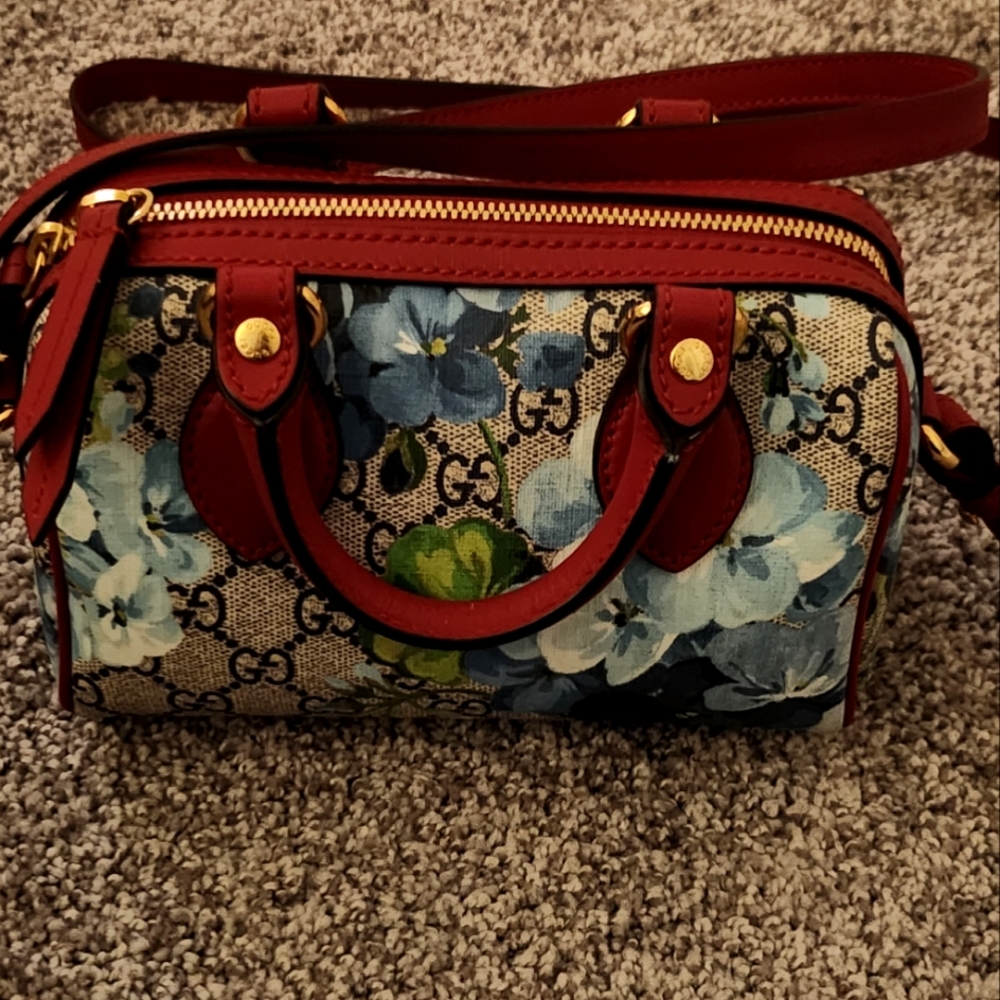 Beautiful Gucci mini monogram bag! Long strap. Like new!